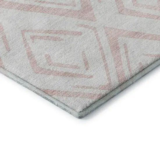 Pink And Ivory Diamond Washable Area Rug With UV Protection Photo 8