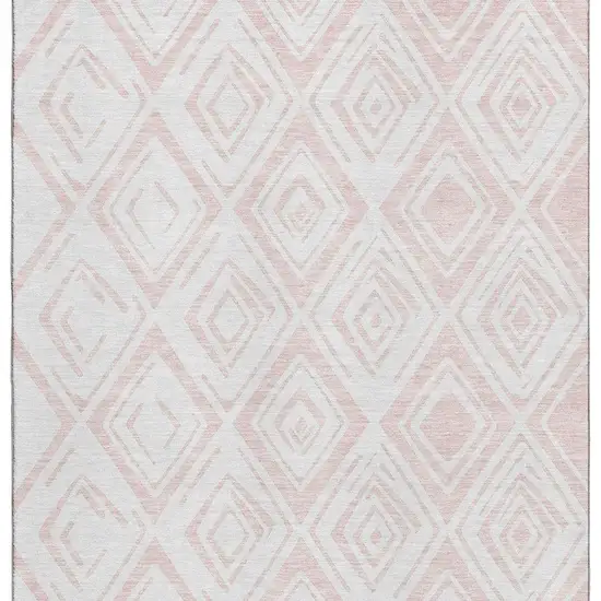 Pink And Ivory Diamond Washable Area Rug With UV Protection Photo 4