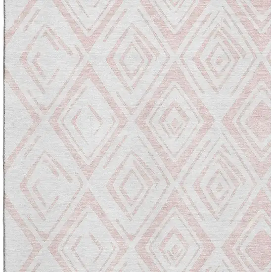 Pink And Ivory Diamond Washable Area Rug With UV Protection Photo 3