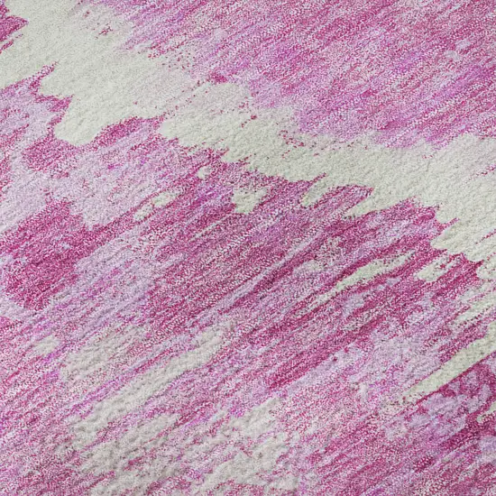 Pink And Ivory Diamond Washable Area Rug With UV Protection Photo 9