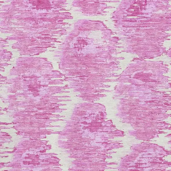 Pink And Ivory Diamond Washable Area Rug With UV Protection Photo 3