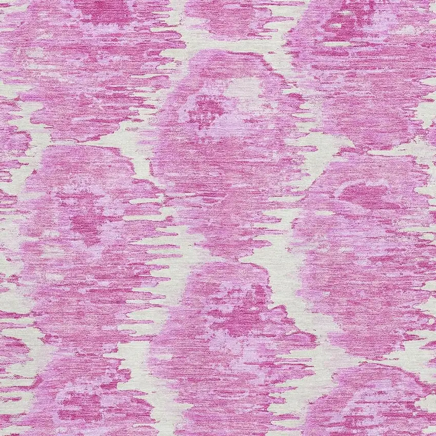 Pink And Ivory Diamond Washable Area Rug With UV Protection Photo 3