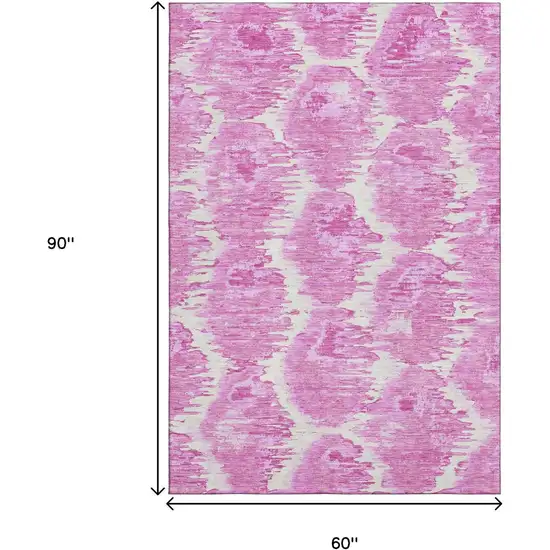 Pink And Ivory Diamond Washable Area Rug With UV Protection Photo 3
