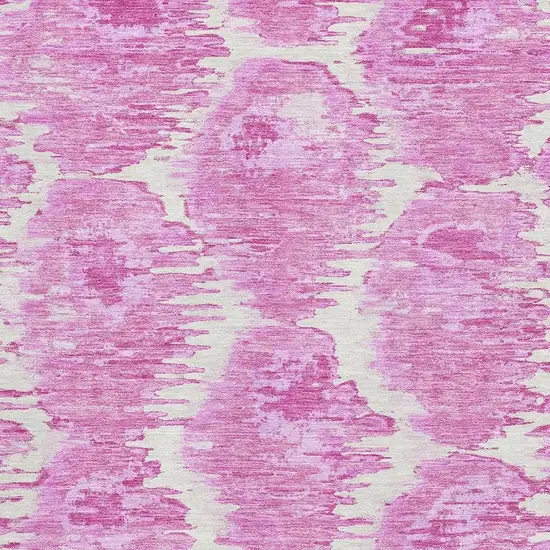 Pink And Ivory Diamond Washable Area Rug With UV Protection Photo 3