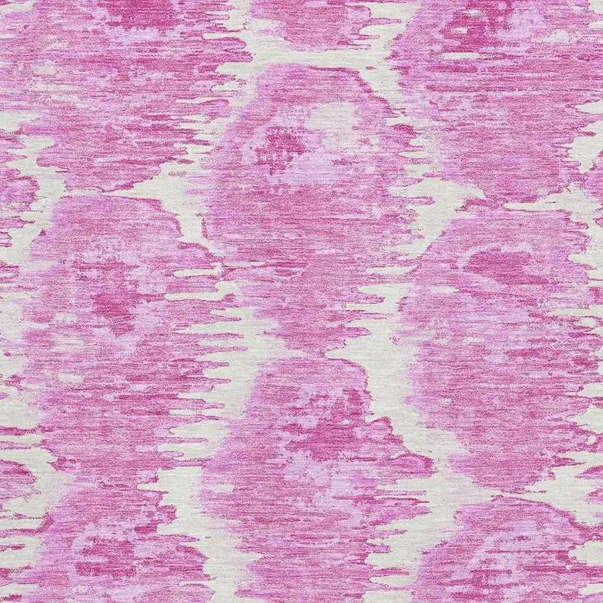 Pink And Ivory Diamond Washable Area Rug With UV Protection Photo 3