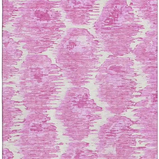 Pink And Ivory Diamond Washable Area Rug With UV Protection Photo 4