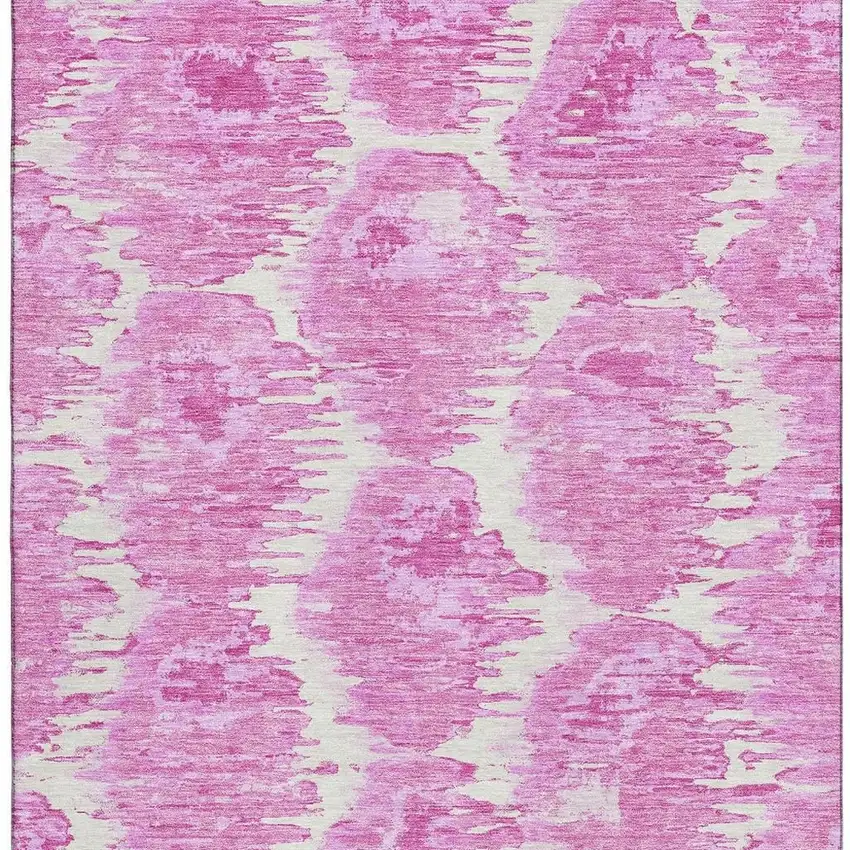 Pink And Ivory Diamond Washable Area Rug With UV Protection Photo 4