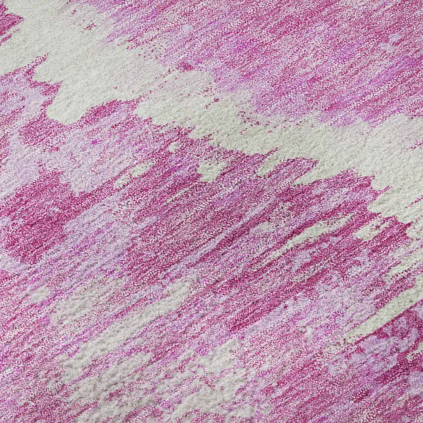 Pink And Ivory Diamond Washable Area Rug With UV Protection Photo 9