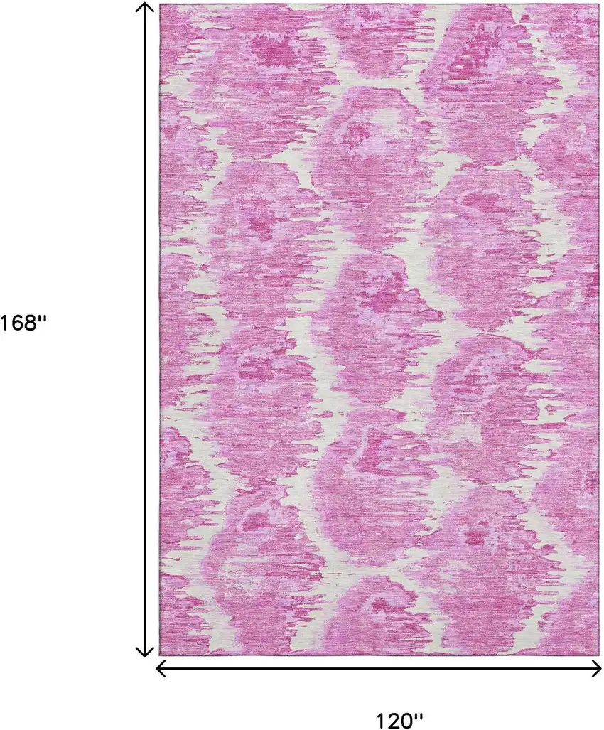 Pink And Ivory Diamond Washable Area Rug With UV Protection Photo 3