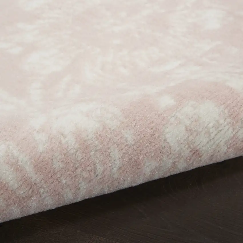 Pink And Ivory Floral Distressed Area Rug Photo 7