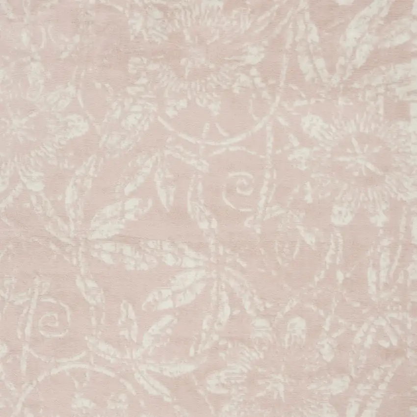 Pink And Ivory Floral Distressed Area Rug Photo 5