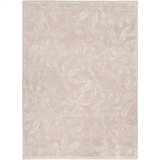 Pink And Ivory Floral Distressed Area Rug Photo 9