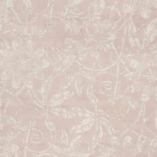 Pink And Ivory Floral Distressed Area Rug Photo 6