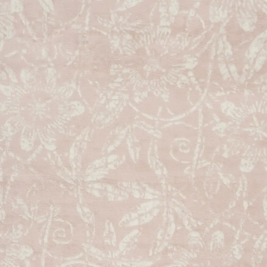 Pink And Ivory Floral Distressed Area Rug Photo 6