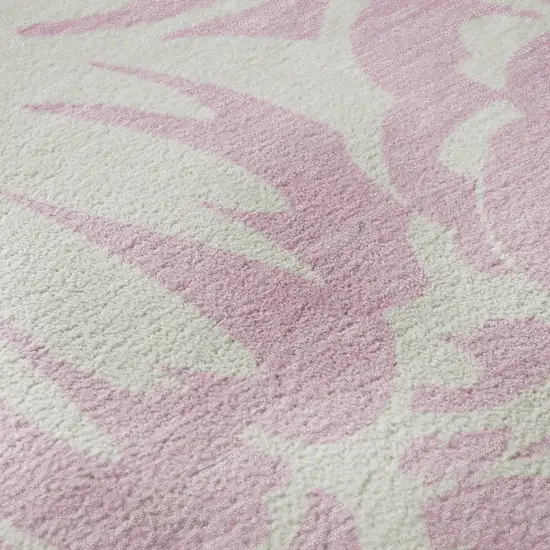 Pink And Ivory Floral Washable Area Rug With UV Protection Photo 9