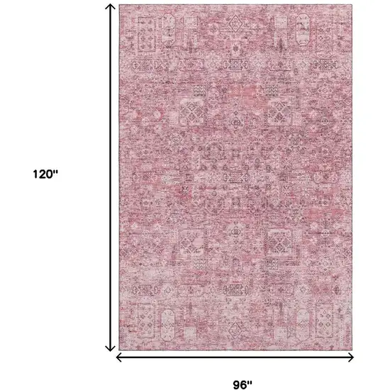 Pink And Ivory Floral Washable Area Rug With UV Protection Photo 3