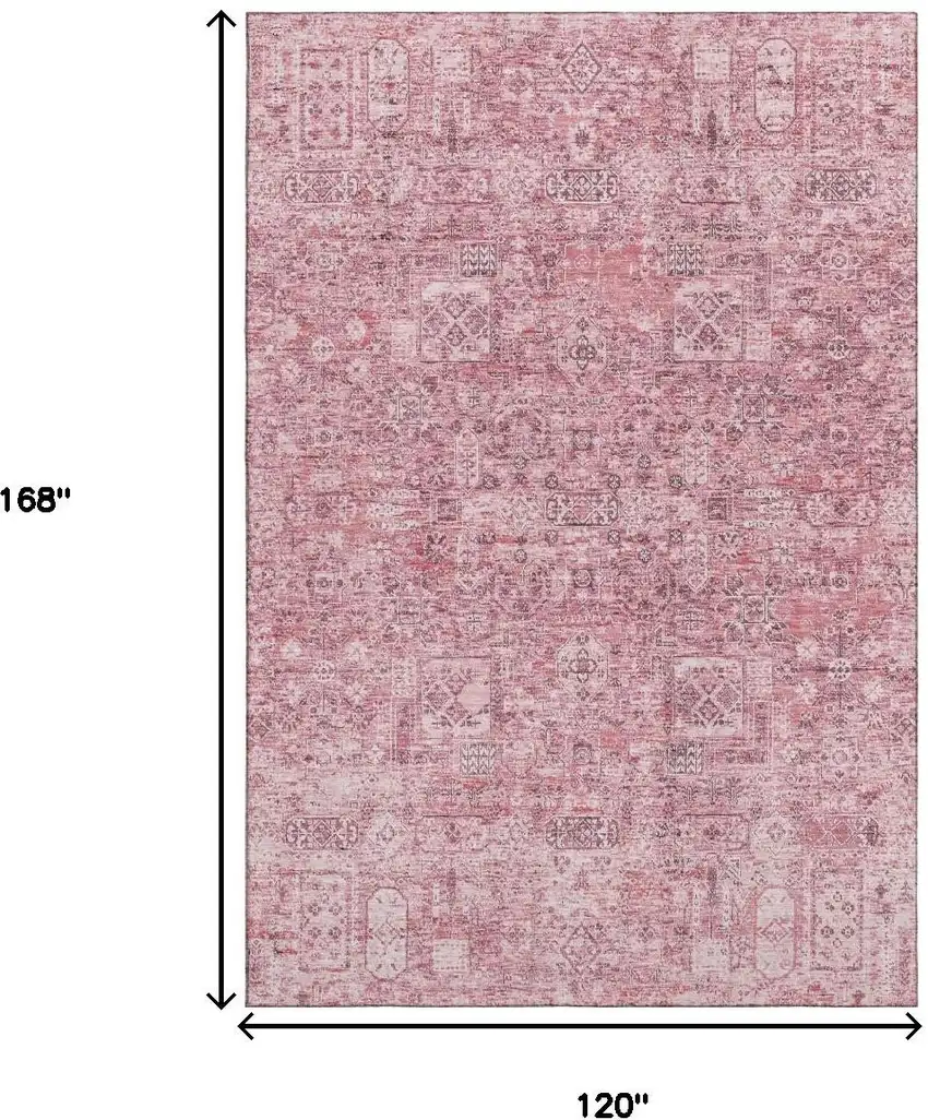 Pink And Ivory Floral Washable Area Rug With UV Protection Photo 9