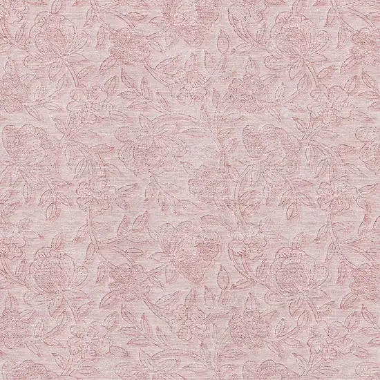Pink And Ivory Floral Washable Area Rug With UV Protection Photo 3