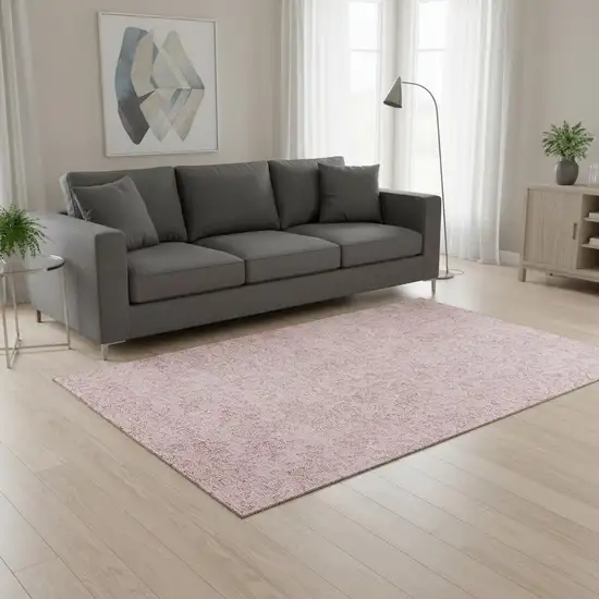 Pink And Ivory Floral Washable Area Rug With UV Protection Photo 2