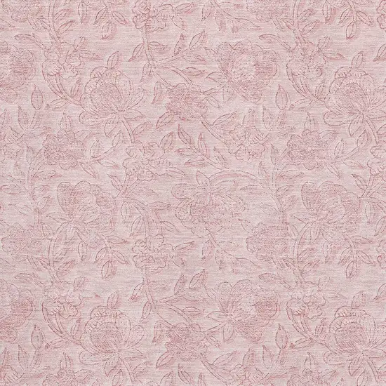 Pink And Ivory Floral Washable Area Rug With UV Protection Photo 3