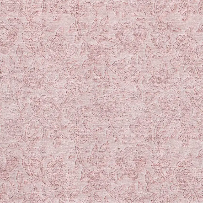 Pink And Ivory Floral Washable Area Rug With UV Protection Photo 3