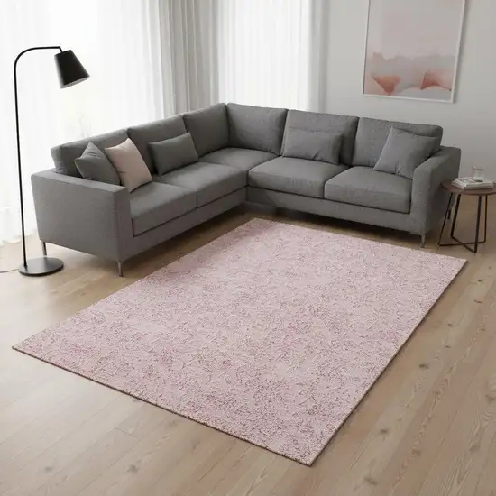 Pink And Ivory Floral Washable Area Rug With UV Protection Photo 2