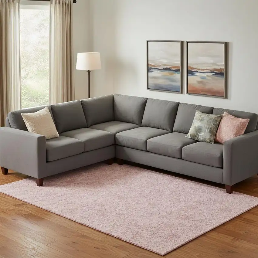 Pink And Ivory Floral Washable Area Rug With UV Protection Photo 1