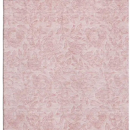 Pink And Ivory Floral Washable Area Rug With UV Protection Photo 3