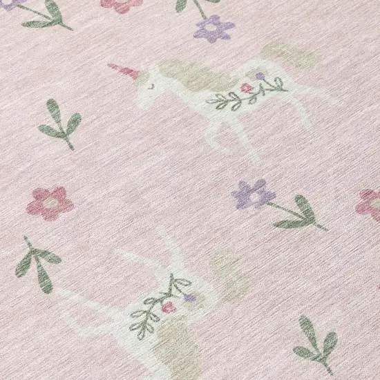 Pink And Ivory Floral Washable Indoor Outdoor Area Rug Photo 8