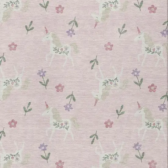 Pink And Ivory Floral Washable Indoor Outdoor Area Rug Photo 5