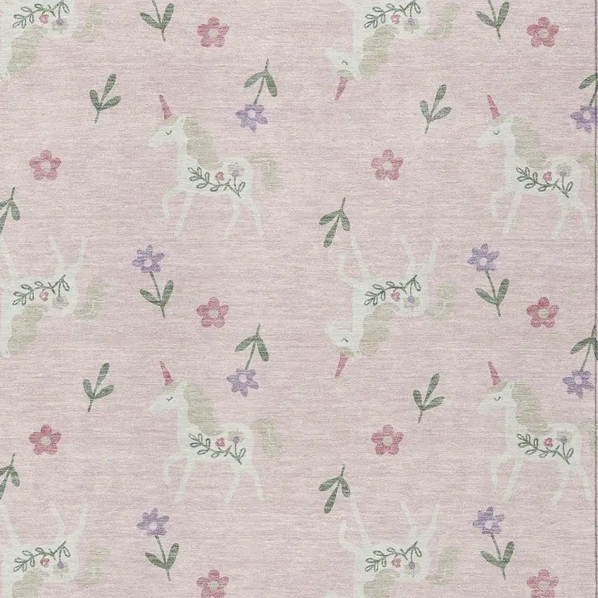 Pink And Ivory Floral Washable Indoor Outdoor Area Rug Photo 5