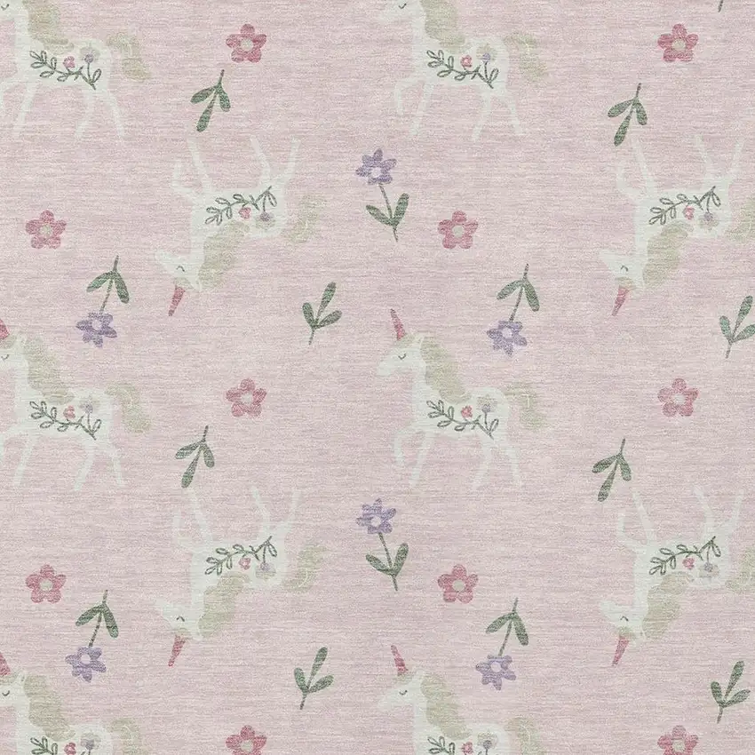 Pink And Ivory Floral Washable Indoor Outdoor Area Rug Photo 3