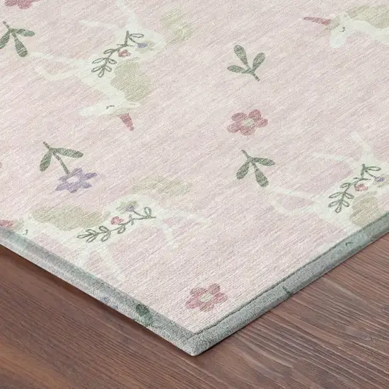 Pink And Ivory Floral Washable Indoor Outdoor Area Rug Photo 7