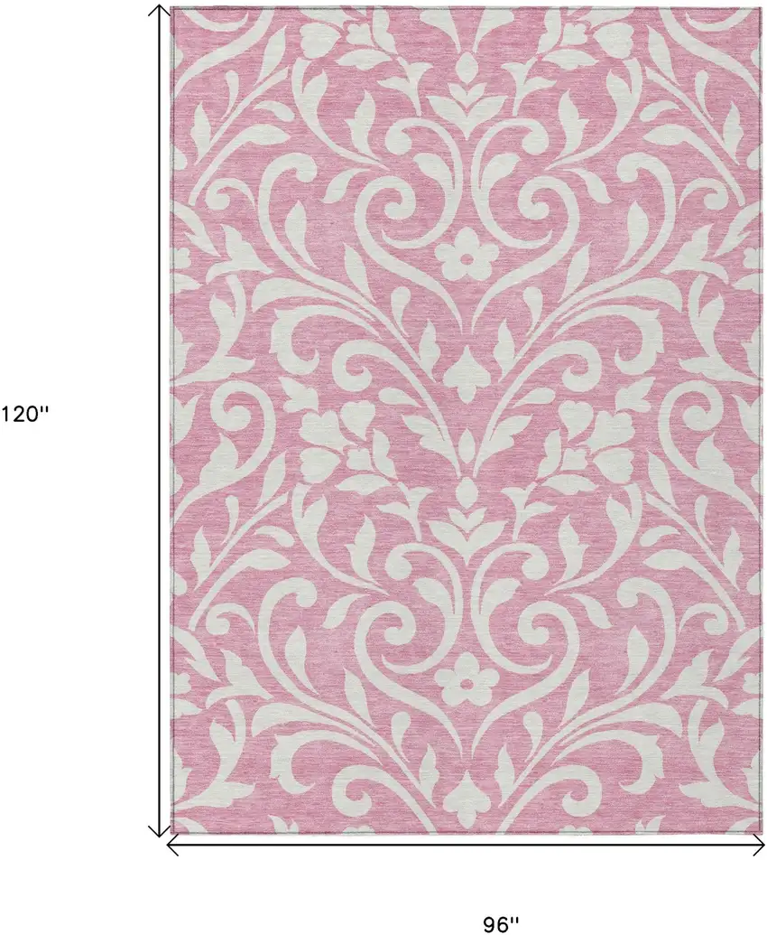 Pink And Ivory Floral Washable Indoor Outdoor Area Rug Photo 3