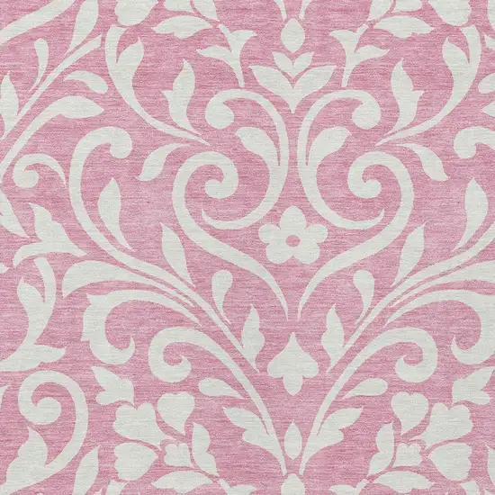 Pink And Ivory Floral Washable Indoor Outdoor Area Rug Photo 6