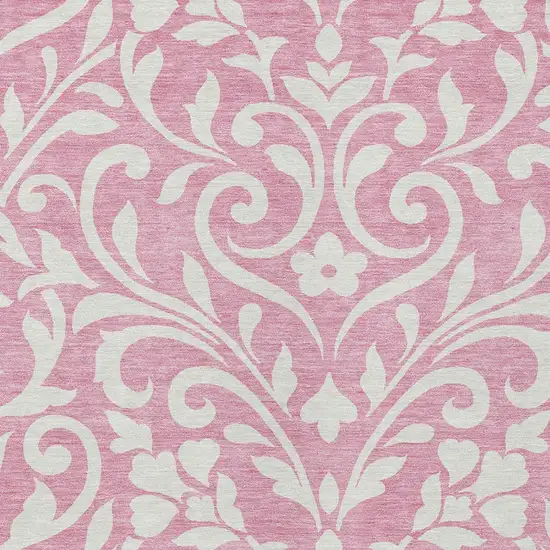 Pink And Ivory Floral Washable Indoor Outdoor Area Rug Photo 6