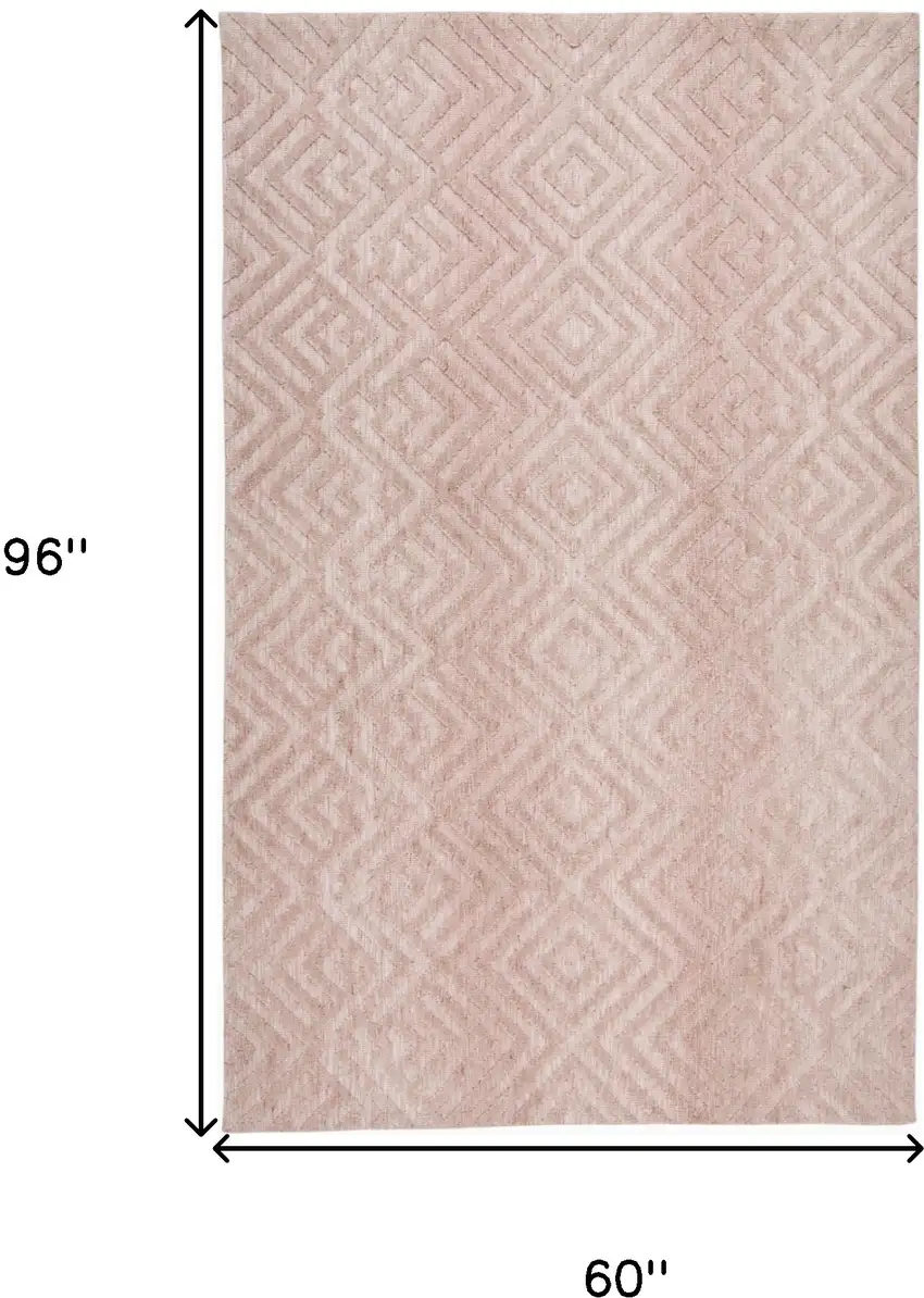 Pink And Ivory Geometric Stain Resistant Area Rug Photo 10