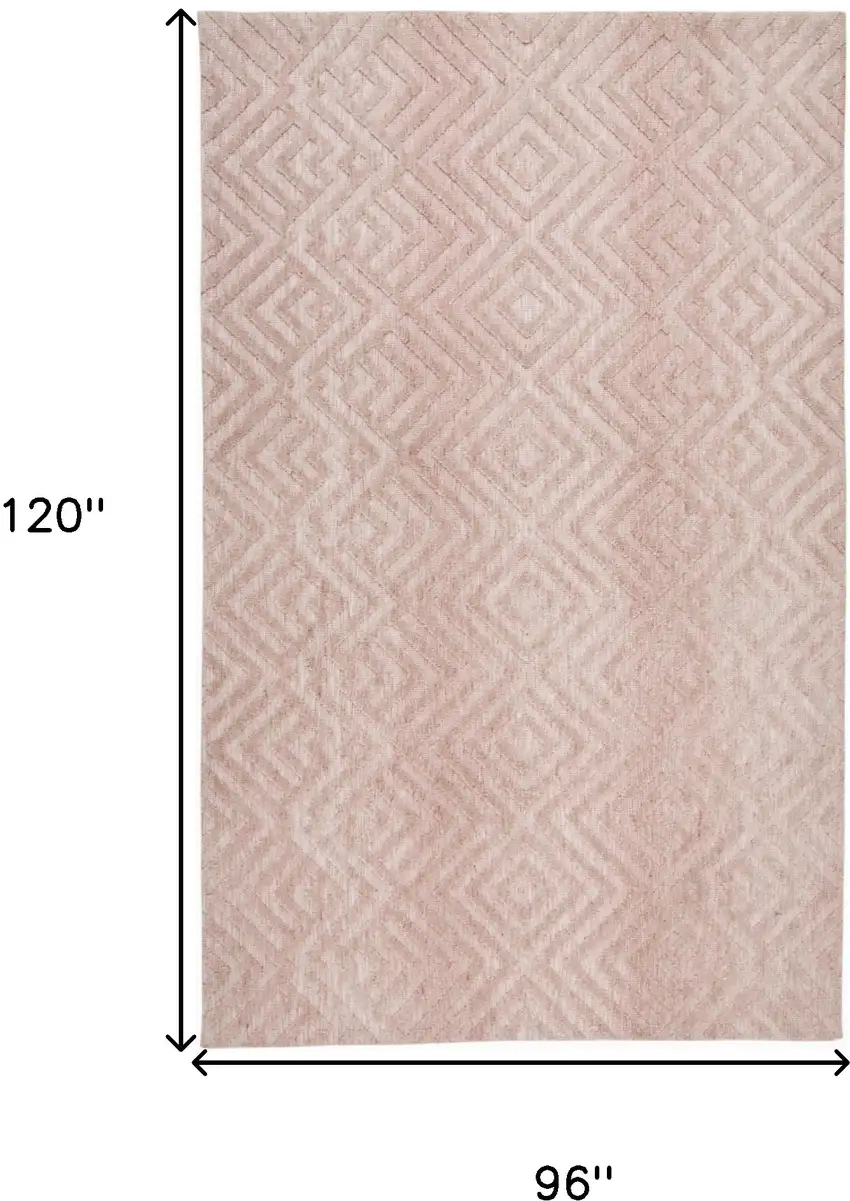 Pink And Ivory Geometric Stain Resistant Area Rug Photo 10