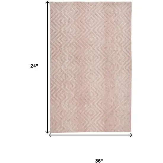 Pink And Ivory Geometric Stain Resistant Area Rug Photo 3