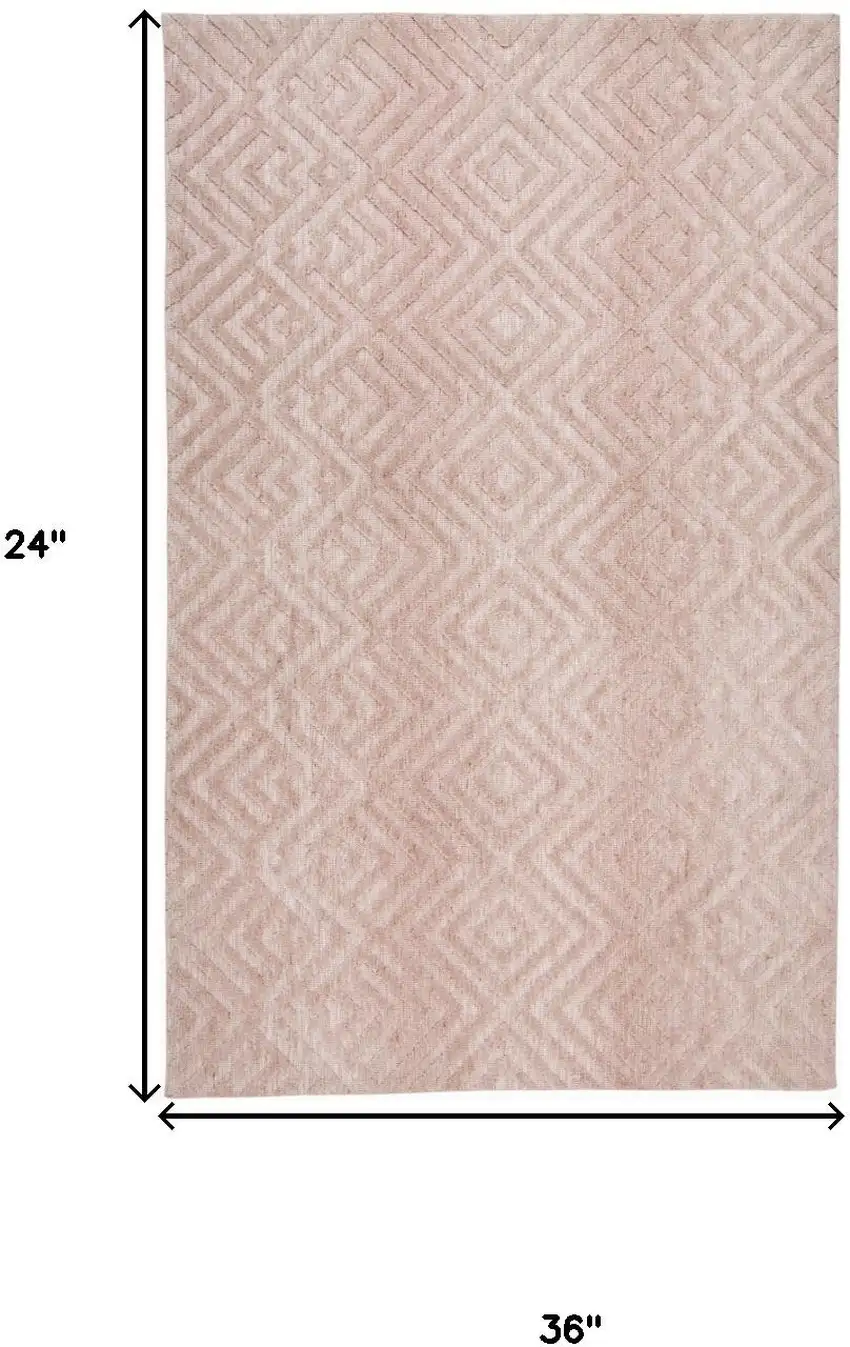 Pink And Ivory Geometric Stain Resistant Area Rug Photo 3