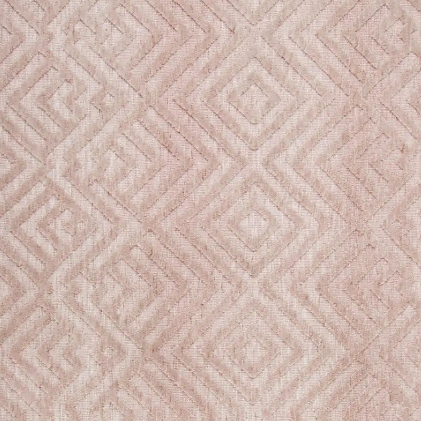 Pink And Ivory Geometric Stain Resistant Area Rug Photo 4