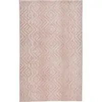 Photo of Pink And Ivory Geometric Stain Resistant Area Rug