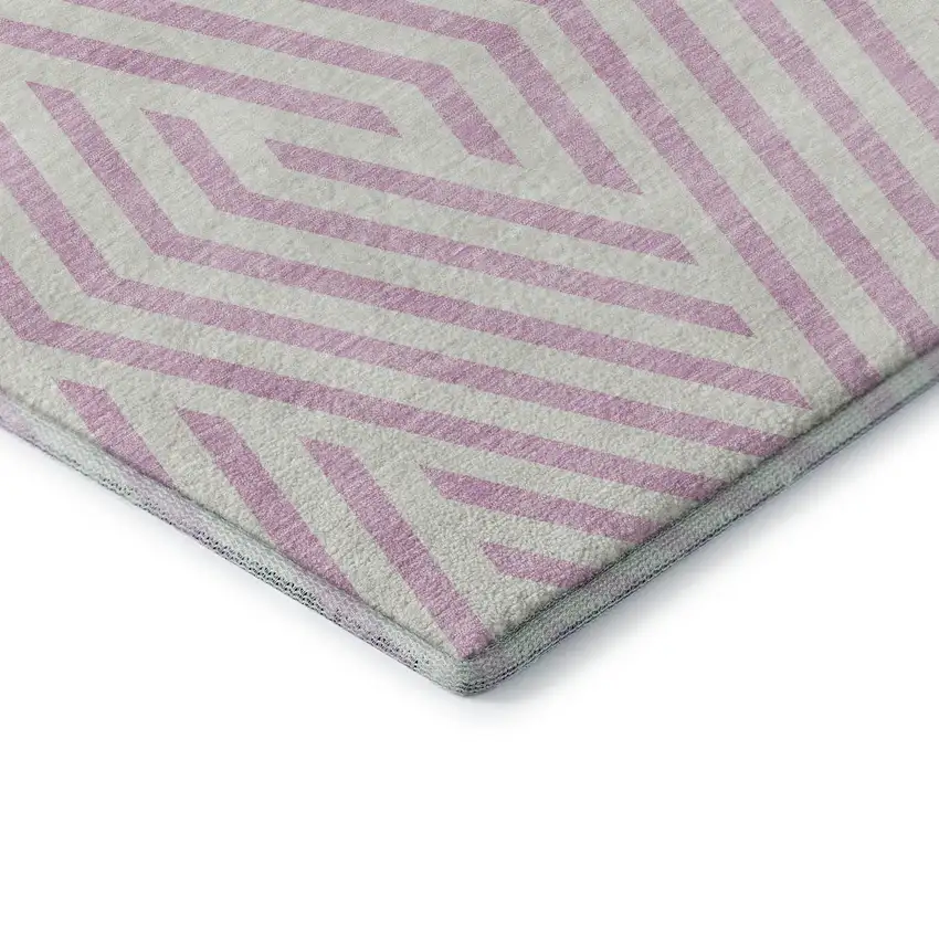 Pink And Ivory Geometric Washable Area Rug With UV Protection Photo 6