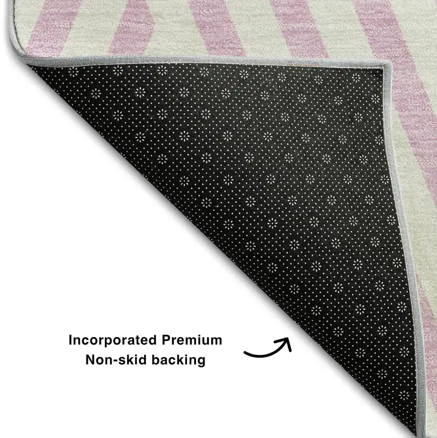 Pink And Ivory Geometric Washable Area Rug With UV Protection Photo 5