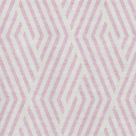 Pink And Ivory Geometric Washable Area Rug With UV Protection Photo 3
