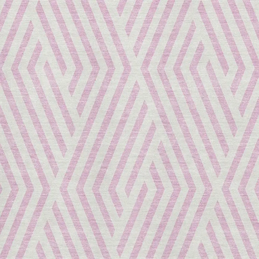 Pink And Ivory Geometric Washable Area Rug With UV Protection Photo 3
