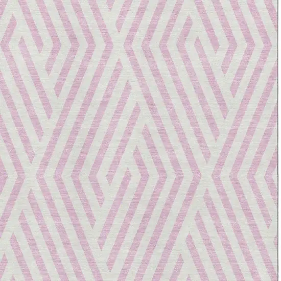 Pink And Ivory Geometric Washable Area Rug With UV Protection Photo 3