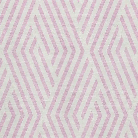 Pink And Ivory Geometric Washable Area Rug With UV Protection Photo 3