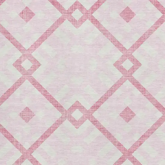 Pink And Ivory Geometric Washable Area Rug With UV Protection Photo 2