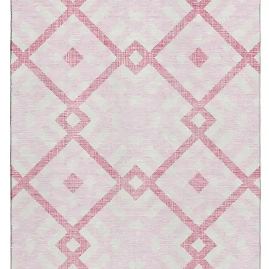 Pink And Ivory Geometric Washable Area Rug With UV Protection Photo 3